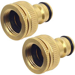 Hydrogarden 2 Pièces Connecteur de Robinet en Laiton Jardin, 1/2 Pouce et 3/4 Pouce 2-en-1 Adaptateur Femelle à Fente