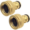 Hydrogarden 2 Pièces Connecteur de Robinet en Laiton Jardin, 1/2 Pouce et 3/4 Pouce 2-en-1 Adaptateur Femelle à Fente