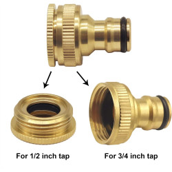 Hydrogarden 2 Pièces Connecteur de Robinet en Laiton Jardin, 1/2 Pouce et 3/4 Pouce 2-en-1 Adaptateur Femelle à Fente