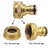 Hydrogarden 2 Pièces Connecteur de Robinet en Laiton Jardin, 1/2 Pouce et 3/4 Pouce 2-en-1 Adaptateur Femelle à Fente