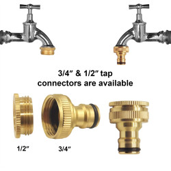 Hydrogarden 2 Pièces Connecteur de Robinet en Laiton Jardin, 1/2 Pouce et 3/4 Pouce 2-en-1 Adaptateur Femelle à Fente