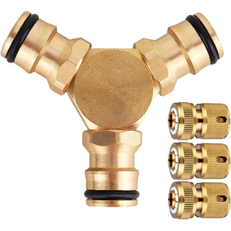 Hydrogarden Kit de dérivation en Y pour tuyaux d'eau de 13 mm et 15 mm : connecteur de dérivation étanche pour une division faci
