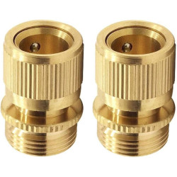 Hydrogarden Lot de 2 raccords rapides filetés extérieurs 3/4" en laiton pour arrosage de jardin