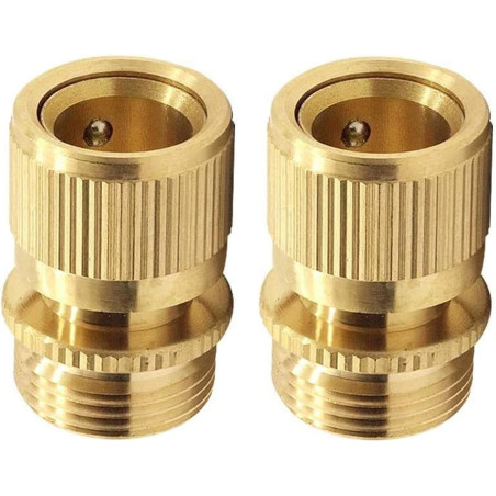 Hydrogarden Lot de 2 raccords rapides filetés extérieurs 3/4" en laiton pour arrosage de jardin