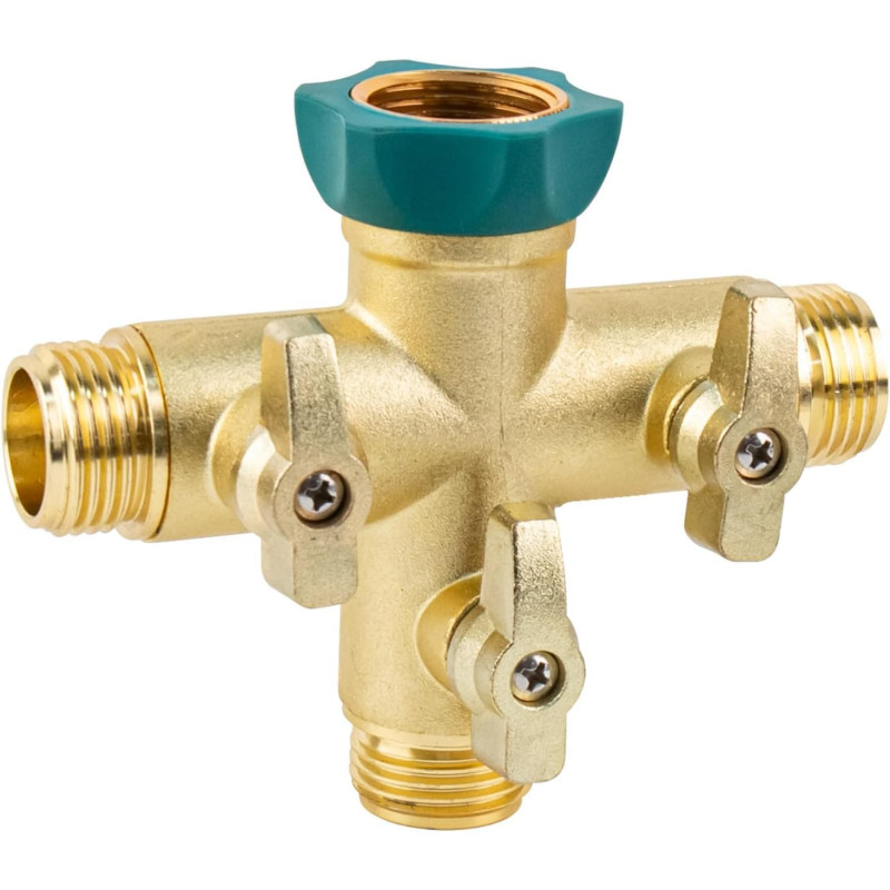 Hydrogarden Distributeur d'eau 3 Voies en métal 3/4” avec Robinet d'arrêt pour régler et Fermer, raccordement d'eau pour Jardin,