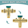 Hydrogarden Distributeur d'eau 3 Voies en métal 3/4” avec Robinet d'arrêt pour régler et Fermer, raccordement d'eau pour Jardin,