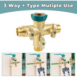 Hydrogarden Distributeur d'eau 3 Voies en métal 3/4” avec Robinet d'arrêt pour régler et Fermer, raccordement d'eau pour Jardin,