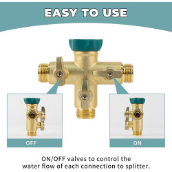 Hydrogarden Distributeur d'eau 3 Voies en métal 3/4” avec Robinet d'arrêt pour régler et Fermer, raccordement d'eau pour Jardin,