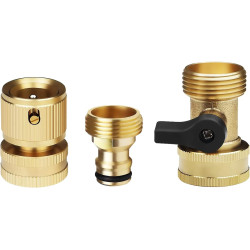 Hydrogarden Connecteur Rapide pour Tuyau d'arrosage avec vanne d'arrêt, raccords à Connexion Rapide 3/4" avec vanne à Bille, ada