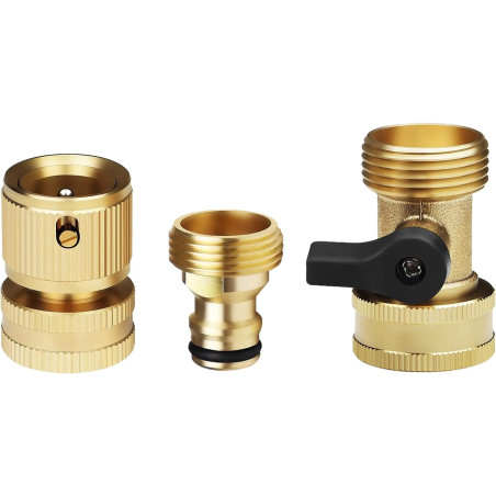 Hydrogarden Connecteur Rapide pour Tuyau d'arrosage avec vanne d'arrêt, raccords à Connexion Rapide 3/4" avec vanne à Bille, ada