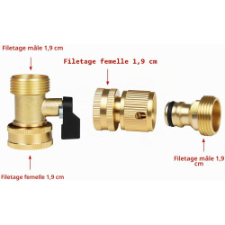 Hydrogarden Connecteur Rapide pour Tuyau d'arrosage avec vanne d'arrêt, raccords à Connexion Rapide 3/4" avec vanne à Bille, ada