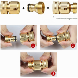 Hydrogarden Connecteur Rapide pour Tuyau d'arrosage avec vanne d'arrêt, raccords à Connexion Rapide 3/4" avec vanne à Bille, ada