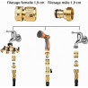 Hydrogarden Connecteur Rapide pour Tuyau d'arrosage avec vanne d'arrêt, raccords à Connexion Rapide 3/4" avec vanne à Bille, ada