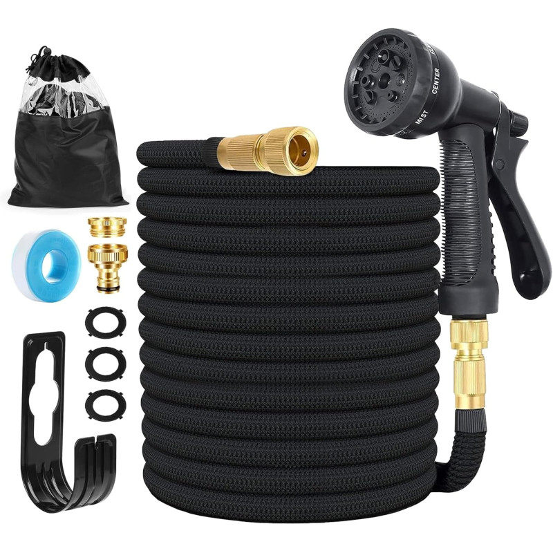 Tuyau d'arrosage Extensible 7.5M (3x2.5M) avec 8 Modèles de Pulvérisation Convient aux Robinets de 1/2" et 3/4" Raccords Tuyau f