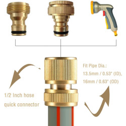 4Pack de raccords de tuyau en laiton - Connecteur rapide pour extrémité de tuyau de 1,27 cm (13 mm) - Raccords extensibles pour 