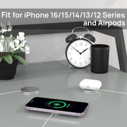 Magnétique Chargeur Induction pour iPhone, 15W Rapide Chargeur sans Fil inductif pour iPhone 17 16 15 14 13 12 Pro Max/Air/Plus/