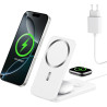 Chargeur Induction iPhone 3 en 1 Compatible MagSafe, Station de Charge sans Fil Magnétique Pliable 15W pour iPhone 17/16/15/14/1