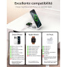 Chargeur Induction iPhone 3 en 1 Compatible MagSafe, Station de Charge sans Fil Magnétique Pliable 15W pour iPhone 17/16/15/14/1