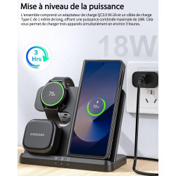 Chargeur sans Fil 3 en 1 pour Samsung S26 S25 S24 S23 Ultra, Station de Charge sans Fil pour S24ultra/S22Ultra/S23/Z Fold4/Flip4