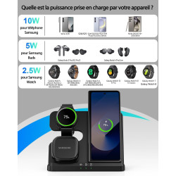 Chargeur sans Fil 3 en 1 pour Samsung S26 S25 S24 S23 Ultra, Station de Charge sans Fil pour S24ultra/S22Ultra/S23/Z Fold4/Flip4