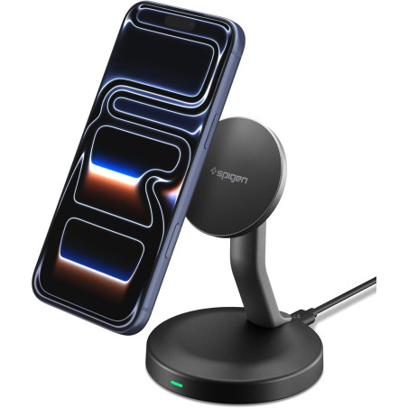Spigen Essential 15W MagSafe Chargeur sans Fil [INCL. Câble USB-C 60 W] Station de Charge Magnétique Rapide pour iPhone 17 16 15