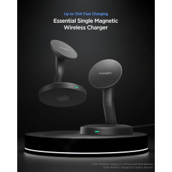 Spigen Essential 15W MagSafe Chargeur sans Fil [INCL. Câble USB-C 60 W] Station de Charge Magnétique Rapide pour iPhone 17 16 15
