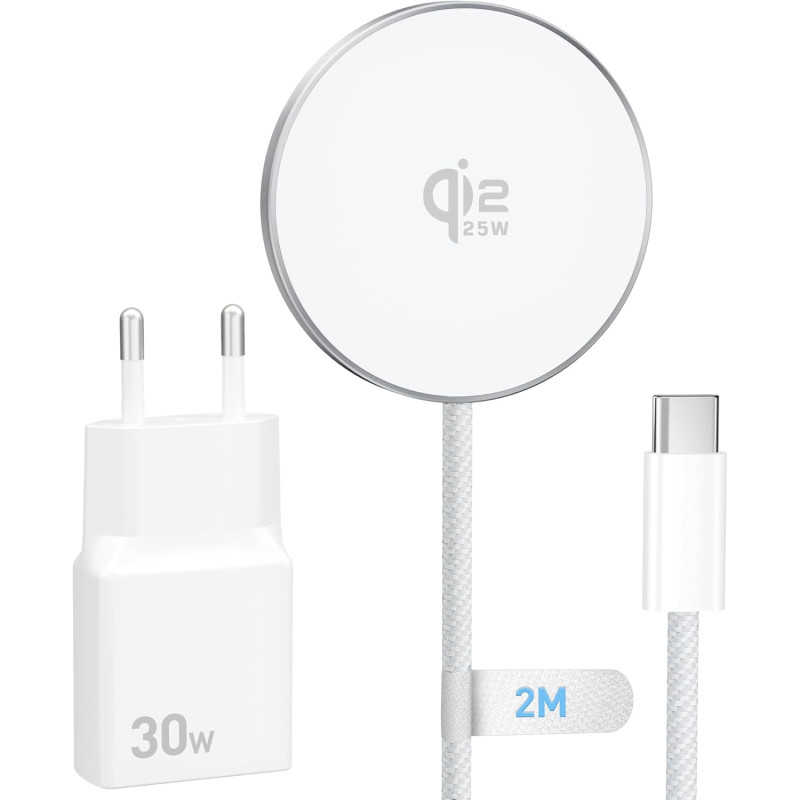 25W Chargeur Induction pour Magsafe San Fil avec 30W USB C Chargeur pour iPhone 17 Air 16 17e 16e 15 14 13 12 Pro Max Plus Mini,