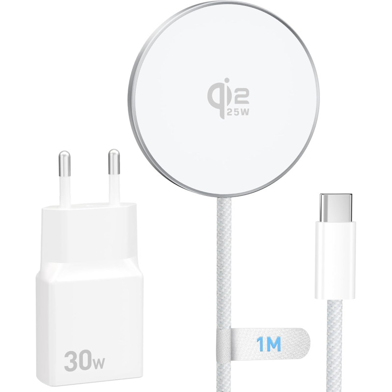 25W Chargeur Induction pour Magsafe San Fil avec 30W USB C Chargeur pour iPhone 17 Air 16 17e 16e 15 14 13 12 Pro Max Plus Mini,