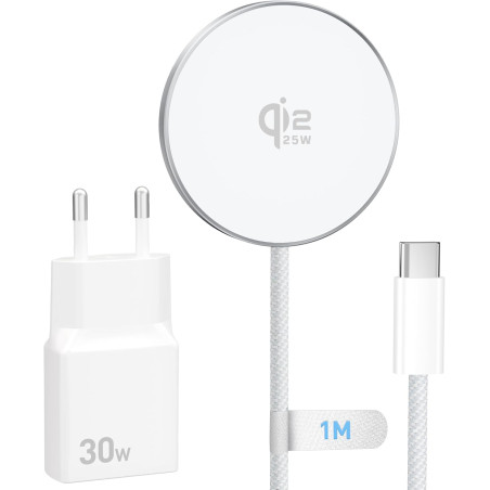 25W Chargeur Induction pour Magsafe San Fil avec 30W USB C Chargeur pour iPhone 17 Air 16 17e 16e 15 14 13 12 Pro Max Plus Mini,