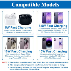 2 Pièces Chargeur sans Fil 35W Rapide Station de Charge à Induction Qi Compatible avec Galaxy S25 Ultra/S24/S23 Pixel 9/8 Pro Sm