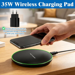 2 Pièces Chargeur sans Fil 35W Rapide Station de Charge à Induction Qi Compatible avec Galaxy S25 Ultra/S24/S23 Pixel 9/8 Pro Sm