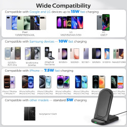 15W Chargeur Induction, Chargeur sans Fil pour Samsung Galaxy S26/S25/S24/S23/S22/S22+/S21/S20/S10/S9/S8/S7 Note 20, Wireless Ch