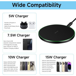 35W Chargeur Sans Fil Rapide Compatible avec Phone 16/15/14/13/12/11 Pro Max Plus Chargeur a Induction Portable, Station de Char