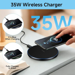 35W Chargeur Sans Fil Rapide Compatible avec Phone 16/15/14/13/12/11 Pro Max Plus Chargeur a Induction Portable, Station de Char