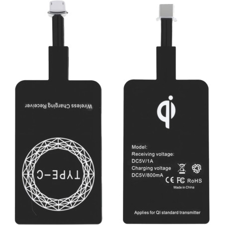 Récepteur Qi USB C, Récepteur Charge sans Fil 5V 1000mA, Adaptateur Universel de Chargement Induction Compatible avec Smartphone