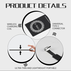 Récepteur Qi USB C, Récepteur Charge sans Fil 5V 1000mA, Adaptateur Universel de Chargement Induction Compatible avec Smartphone