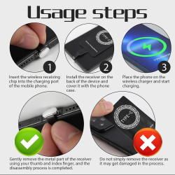 Récepteur Qi USB C, Récepteur Charge sans Fil 5V 1000mA, Adaptateur Universel de Chargement Induction Compatible avec Smartphone