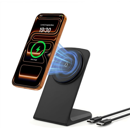 Chargeur sans Fil, Station de Charge Magnétique sans Fil, Station de Charge Rapide Magnétique Compatible avec iPhone 17 16 15 14