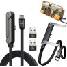 2pcs Câble USB C Charge Rapide 240W 2 en 1 avec Support Téléphone Invisible Intégré, Chargeur Support Invisible USB C Tressé 1,5