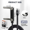 2pcs Câble USB C Charge Rapide 240W 2 en 1 avec Support Téléphone Invisible Intégré, Chargeur Support Invisible USB C Tressé 1,5