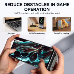 2pcs Câble USB C Charge Rapide 240W 2 en 1 avec Support Téléphone Invisible Intégré, Chargeur Support Invisible USB C Tressé 1,5