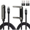 2pcs Câble USB C Charge Rapide 240W 2 en 1 avec Support Téléphone Invisible Intégré, Chargeur Support Invisible USB C Tressé 1,5