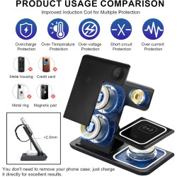 3 en 1 Chargeur à Induction Compatible avec iPhone 17/16/15/14/13/12 Pro Max,Chargeur sans Fil pour Apple Watch 10/9/8/7/6/SE/5/