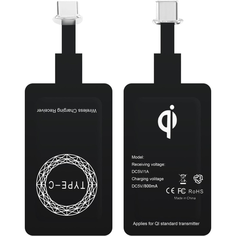 Récepteur Qi Type C pour Charge sans Fil 5V 1000mA, Chargeurs à Induction pour Téléphones Portables, 5V Adaptateur Induction pou