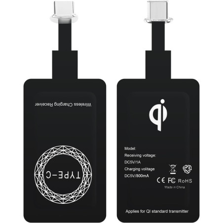 Récepteur Qi Type C pour Charge sans Fil 5V 1000mA, Chargeurs à Induction pour Téléphones Portables, 5V Adaptateur Induction pou