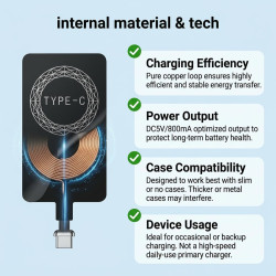 Récepteur Qi Type C pour Charge sans Fil 5V 1000mA, Chargeurs à Induction pour Téléphones Portables, 5V Adaptateur Induction pou