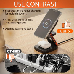 Chargeur sans Fil Rapide 15W Pliable 3 en 1, Station de Charge USB C Magnétique Compatible avec iPhone 17/16/15/14/13/12/Max/Plu