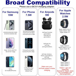 Station de Charge 3 en 1, Chargeur Induction Compatible avec iPhone 17 16 15 14 13 12 Pro Max Apple Watch 10 9 8 7 6 SE 5 4 3 Ai