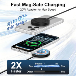 Chargeur Induction iphone Magsafe pour iPhone 17/16/15/14/13/12/AirPods,15W Chargeur sans Fil Samsung Station de Charge Rapide p