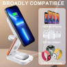 Chargeur sans Fil 3‑en‑1 Pliable 15 W, Station de Charge magnétique pour iPhone, Apple Watch et AirPods, Support de Bureau et de